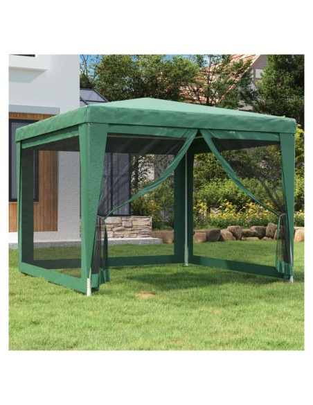 Carpa de Fiesta Verde 300x300 cm HDPE con 4 Paredes de Malla Carpa de Fiesta Verde 300x300 cm HDPE con 4 Paredes de Malla