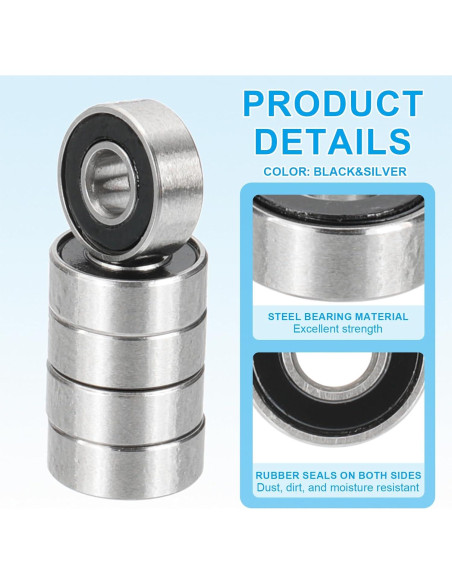 Rodamientos de Bolas PATIKIL MR83-2RS 3x8mm Doble Sellado - Paquete de 10 Rodamientos de Bolas PATIKIL MR83-2RS 3x8mm Doble Sellado - Paquete de 10