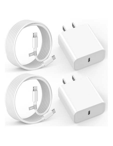 Cargador Rápido iPhone 20W + Cable 3M MFi - 2 Paquete Cargador Rápido iPhone 20W + Cable 3M MFi - 2 Paquete