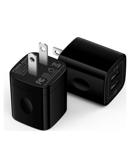 Cargador USB Doble 5V 2.1A Uenlio - Adaptador de Pared Negro