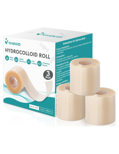 3 Rollos de Hidrocoloide YHOVID para Cuidado de Heridas 5.08cm