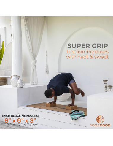 Set de Yoga Dood: 2 Bloques de Corcho + 2 Toallas Absorbentes