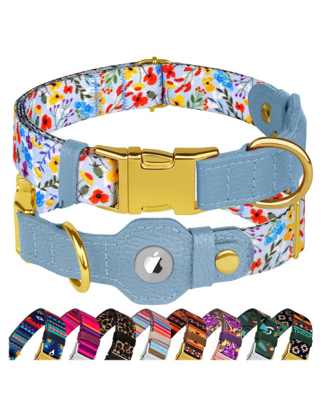 Collar para Perros Budkas con Soporte AirTag Floral Mediano Collar para Perros Budkas con Soporte AirTag Floral Mediano