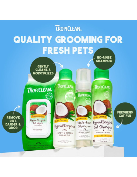Champú Seco Hipoalergénico TropiClean Coco 209.79g para Perros y Gatos Champú Seco Hipoalergénico TropiClean Coco 209.79g para Perros y Gatos