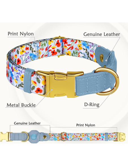 Collar para Perros Budkas con Soporte AirTag Floral Mediano Collar para Perros Budkas con Soporte AirTag Floral Mediano