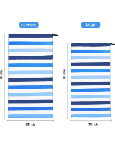Toalla de Playa Microfibra Exclusivo Mezcla 76x152 cm Rayas Azul