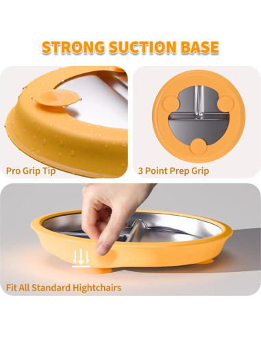 Plato de Acero Inoxidable Maccvk 22.86 cm con Succión - 2 Pzs