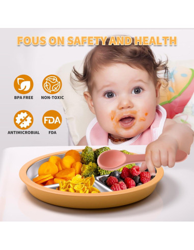 Plato de Acero Inoxidable Maccvk 22.86 cm con Succión - 2 Pzs