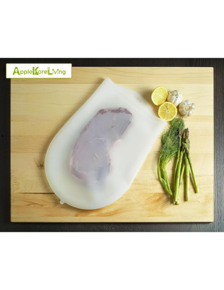 Bolsas de Silicona Reutilizables Sous Vide AppleKoreLiving - Set 2 Unidades Bolsas de Silicona Reutilizables Sous Vide AppleKoreLiving - Set 2 Unidades