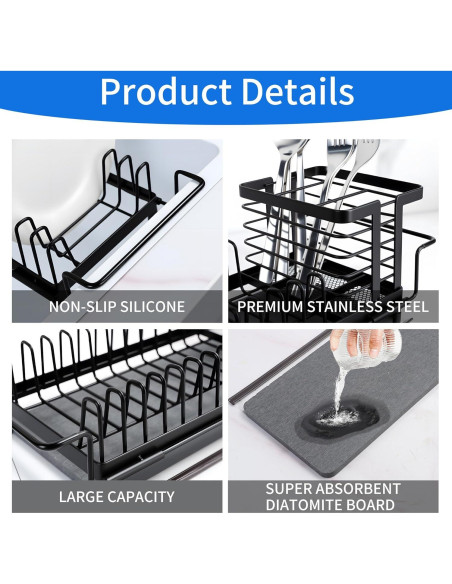 Escurridor de Platos AIDILI Expandible 12.1''-18.9'' Negro Escurridor de Platos AIDILI Expandible 12.1''-18.9'' Negro