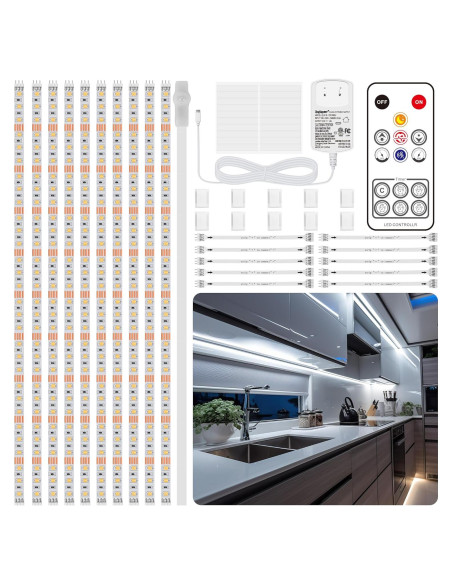 Kit de luces LED bajo gabinete LAFULIT 10 PCS con sensor y control remoto Kit de luces LED bajo gabinete LAFULIT 10 PCS con sensor y control remoto