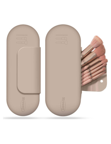 Porta Pinceles de Maquillaje Nirvomy Nuez, Silicona Resistente