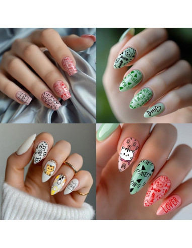 Placas de Estampado de Uñas PH PandaHall - 3 Piezas Gato