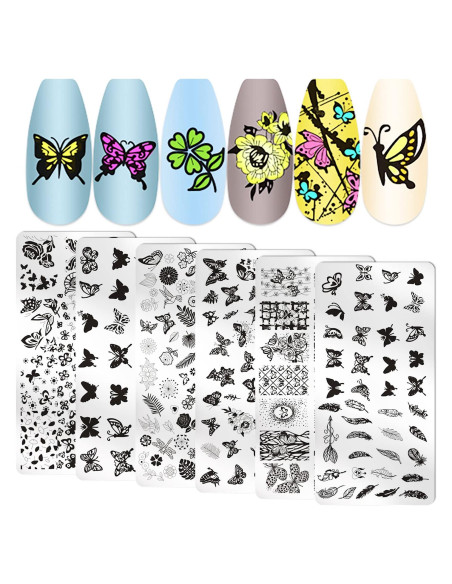 Placas de Estampado de Uñas WOKOTO 6 Pcs Mariposa 12x6 cm Placas de Estampado de Uñas WOKOTO 6 Pcs Mariposa 12x6 cm