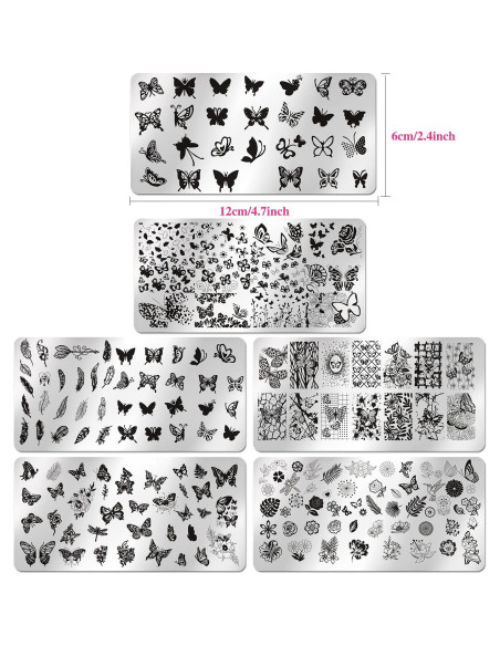Placas de Estampado de Uñas WOKOTO 6 Pcs Mariposa 12x6 cm Placas de Estampado de Uñas WOKOTO 6 Pcs Mariposa 12x6 cm