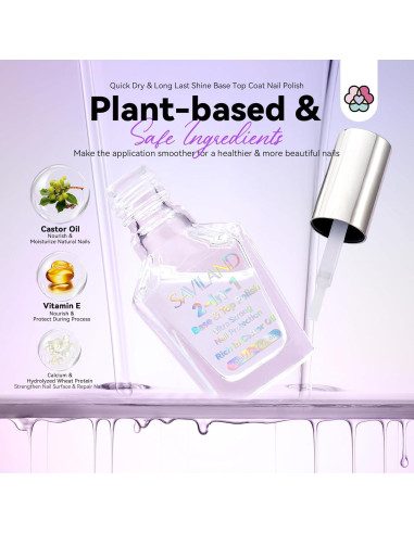 Esmalte de Uñas Transparente SAVILAND 2 en 1 Base Top Coat