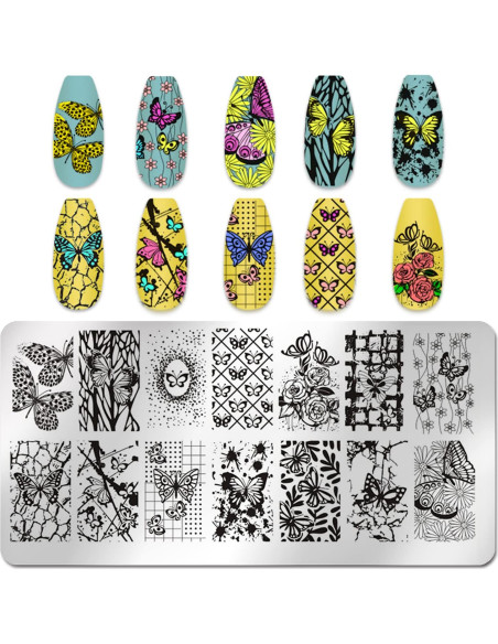 Placas de Estampado de Uñas WOKOTO 6 Pcs Mariposa 12x6 cm Placas de Estampado de Uñas WOKOTO 6 Pcs Mariposa 12x6 cm
