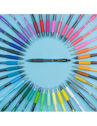 Bolígrafos de Gel Metálicos Pilot G2, Punta Fina 0.7mm, 8 Colores