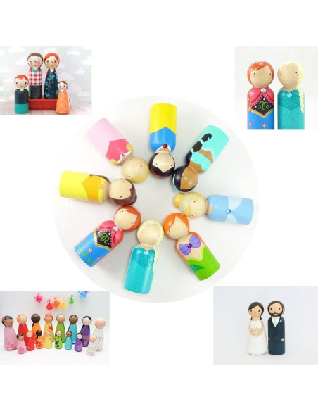 20 Muñecas de Clavo de Madera LUUFAN 6.5cm para Manualidades 20 Muñecas de Clavo de Madera LUUFAN 6.5cm para Manualidades
