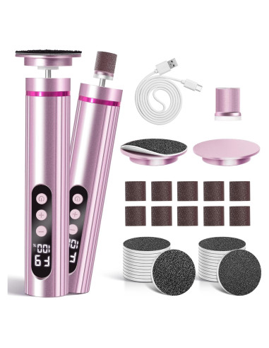 Removedor de Callos Eléctrico Ranrose Rosa 2-en-1 con Pantalla LED