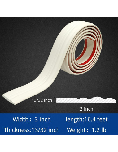 Moldura de Zócalo Autoadhesiva COUKIU 7.62 cm x 5 m Blanco Crema