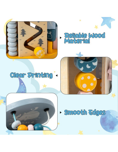Cubo de Actividad de Madera GQIRIL 11 en 1 para Bebés 3 Años