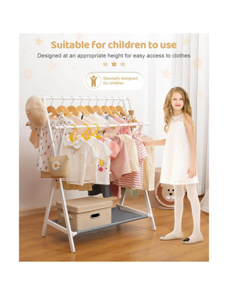 Perchero Infantil Plegable Cozivolife de Bambú con Estante Perchero Infantil Plegable Cozivolife de Bambú con Estante