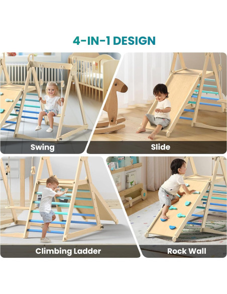 Gimnasio Interior Selva BlueWood 4 en 1 Madera Plegable 2+ Años Gimnasio Interior Selva BlueWood 4 en 1 Madera Plegable 2+ Años