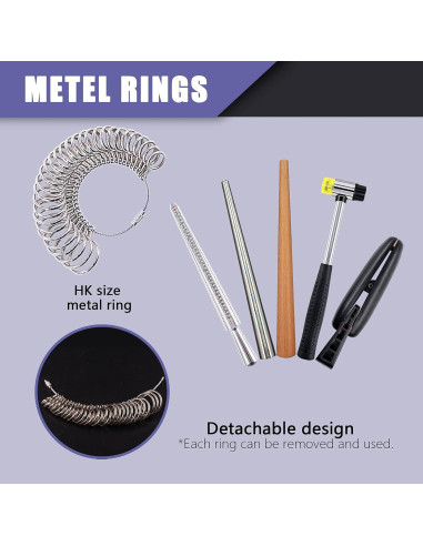 Kit de Herramientas de Medición de Tamaño de Anillo Wokape 12 Piezas