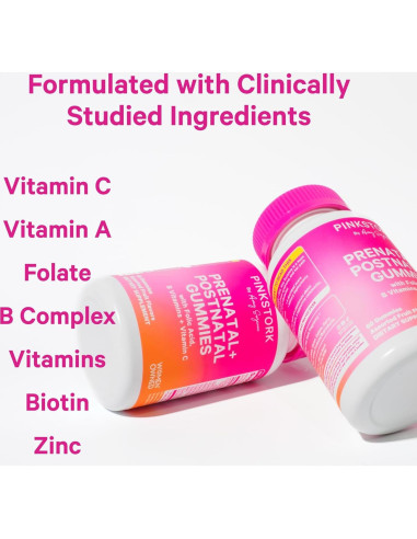 Gummy Vitaminas Prenatales y Postnatales Pink Stork - 60 Unidades