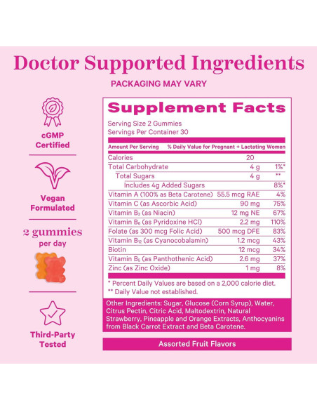 Gummy Vitaminas Prenatales y Postnatales Pink Stork - 60 Unidades Gummy Vitaminas Prenatales y Postnatales Pink Stork - 60 Unidades