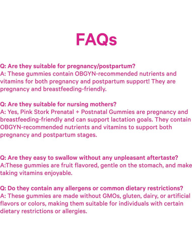 Gummy Vitaminas Prenatales y Postnatales Pink Stork - 60 Unidades