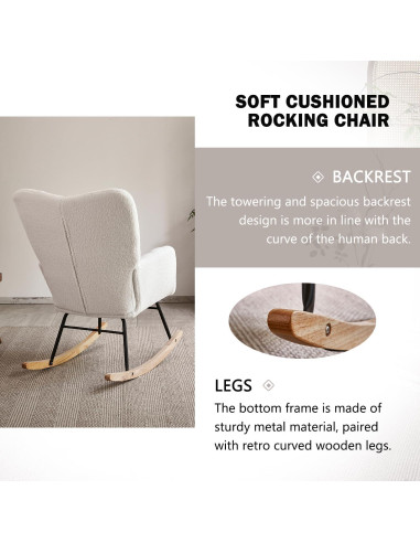 Silla Mecedora Ergonomica Virabit Beige Reclinable para Nursery