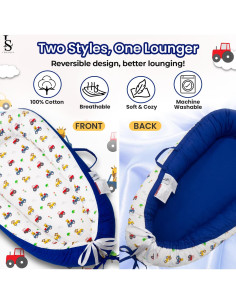 Cuna para Bebés Reversible Algodón Suave 0-24 Meses 2