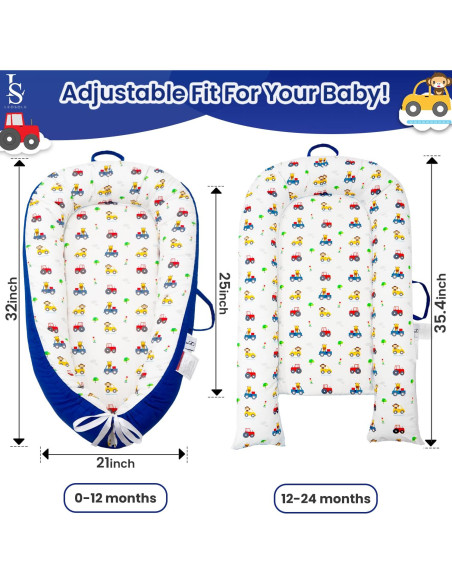 Cuna para Bebés Reversible Algodón Suave 0-24 Meses Cuna para Bebés Reversible Algodón Suave 0-24 Meses