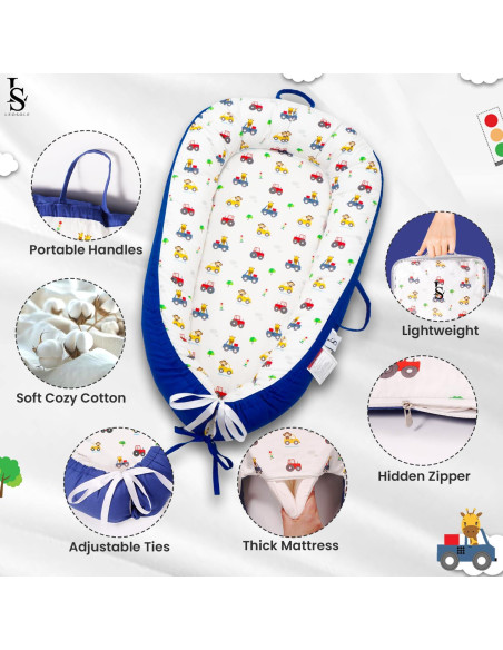 Cuna para Bebés Reversible Algodón Suave 0-24 Meses Cuna para Bebés Reversible Algodón Suave 0-24 Meses