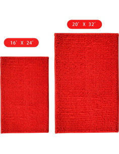 Alfombra de Baño Eanpet Chenille Antideslizante 50x80cm Rojo 2