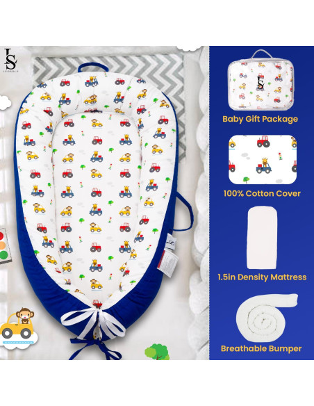 Cuna para Bebés Reversible Algodón Suave 0-24 Meses Cuna para Bebés Reversible Algodón Suave 0-24 Meses