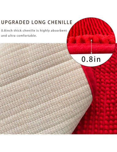 Alfombra de Baño Eanpet Chenille Antideslizante 50x80cm Rojo