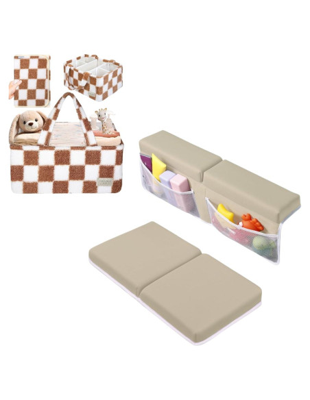 Conjunto Almohadilla Rodillas y Codos Toodly + Cesta Pañales Cuadros Conjunto Almohadilla Rodillas y Codos Toodly + Cesta Pañales Cuadros
