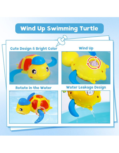 Juguetes de baño Cuterabit tortuga y pato nadadores 3 piezas