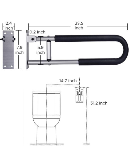 Barra de Agarre Plegable BotaBay 75cm para Baño y Ducha Barra de Agarre Plegable BotaBay 75cm para Baño y Ducha