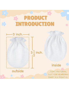 Guantes de Algodón RATIVE para Bebés 0-6 Meses - 6 Pares 2