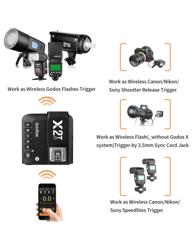 Disparador de Flash Inalámbrico Godox X2T-C TTL Bluetooth para Canon