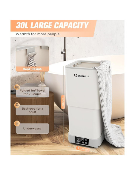 Calentador de Toallas Sakerplus 30L con Temporizador y 400W Calentador de Toallas Sakerplus 30L con Temporizador y 400W