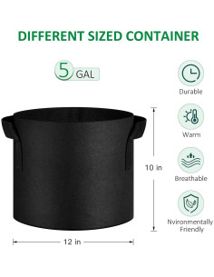 Paquete de 24 bolsas de cultivo JNYONG 19L con asas 2