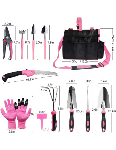 Juego de Herramientas de Jardinería YZNlife con Bolsa y Guantes