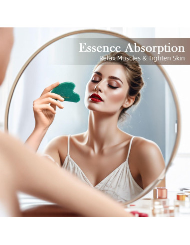Masajeador Gua Sha Facial BESKAR de Piedra Jade Natural 8.38cm
