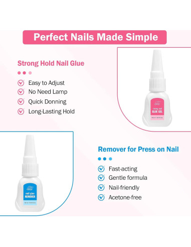 Pegamento de Uñas GELLAKTIK 15g + Removedor 15ml - Secado Rápido