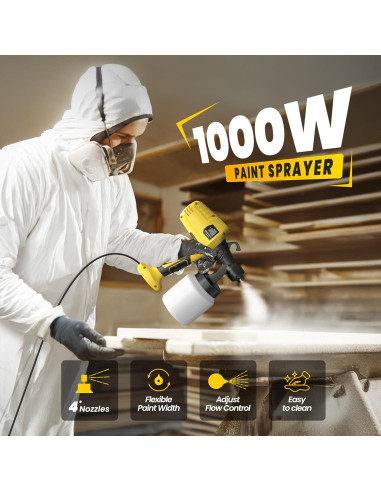 Pulverizador de pintura ZippyZebra 1000ml 1000W HVLP Amarillo